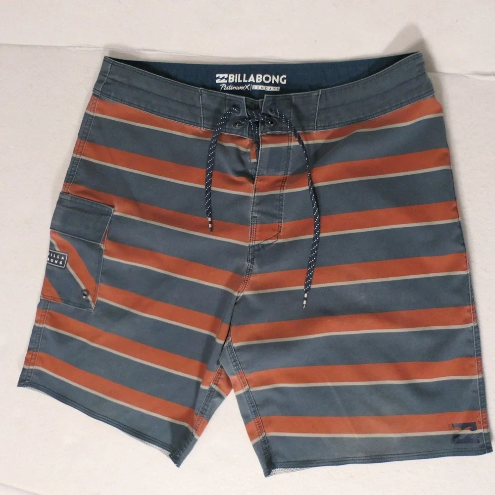 Billabong Mens Board Shorts 31 Blue Orange Platinum X Sundays Surf Beach‎ Skate